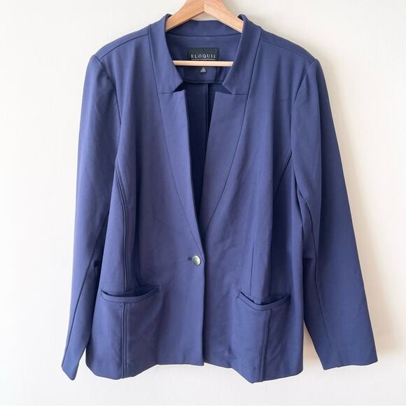 Eloquii The Ultimate Stretch Suit Blazer in Navy Blue size 22 - Picture 1 of 10